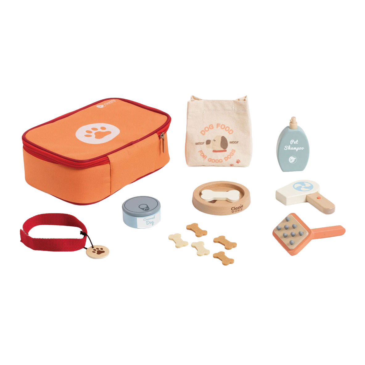 Classic World Tierpflege-Spielset aus Holz in Tasche, 16-teilig.