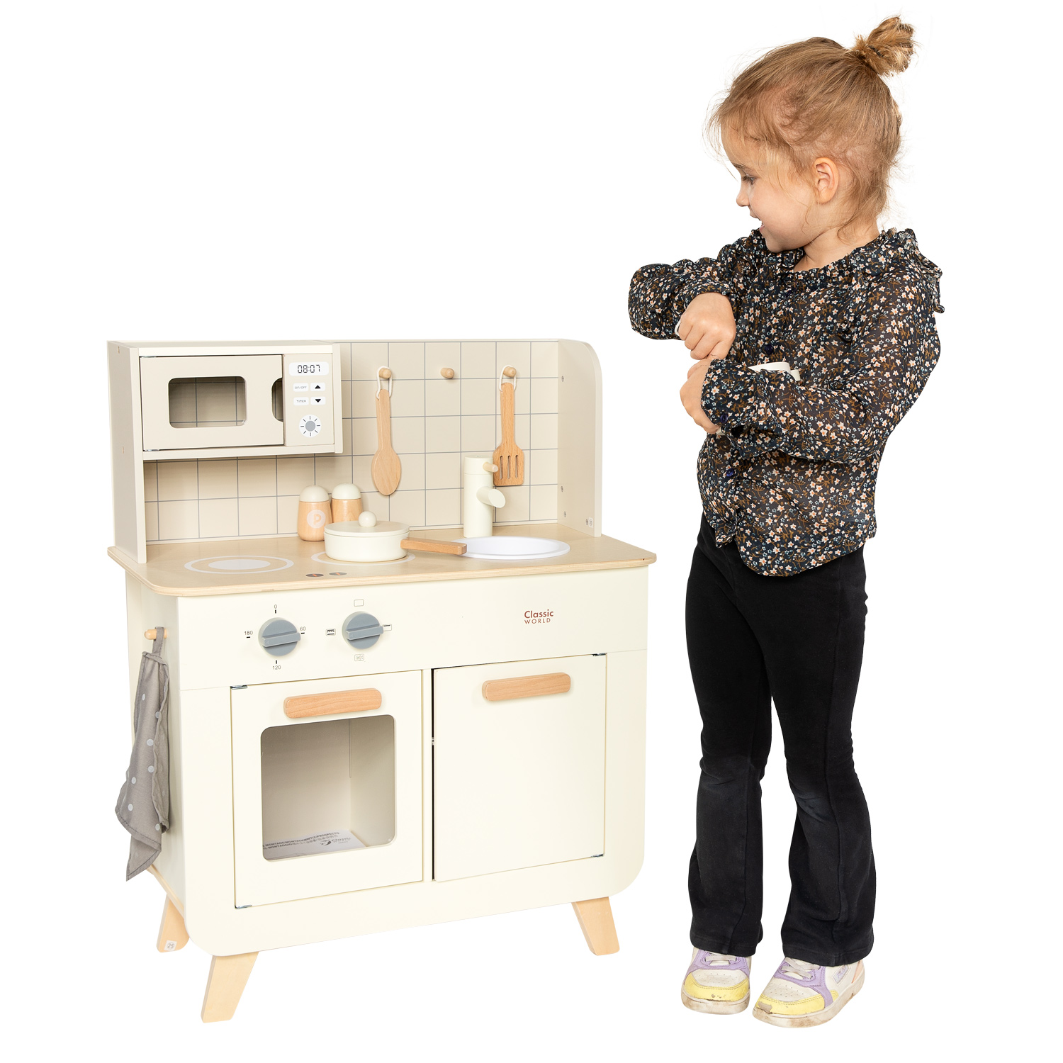 Classic World Koch-Spielküche aus Holz, 11-teilig.