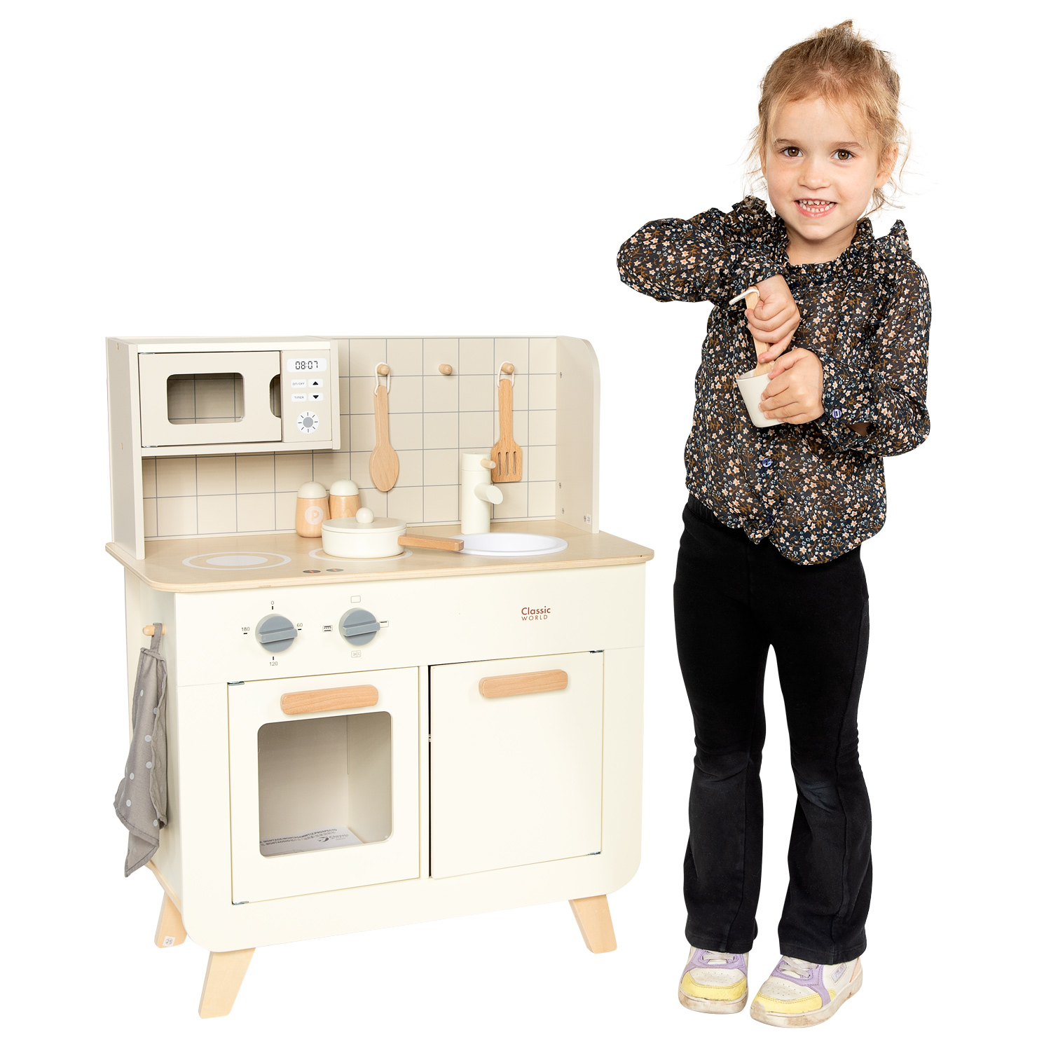 Classic World Koch-Spielküche aus Holz, 11-teilig.