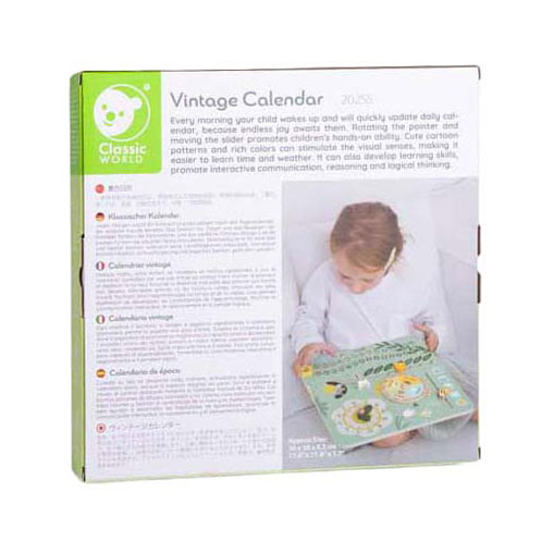 Classic World Houten Vintage Kalender Leerklok