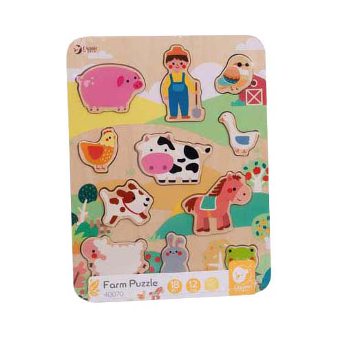 Classic World Houten Inlegpuzzel Boerderij, 12st. Classic World Houten Inlegpuzzel Boerderij, 12st.