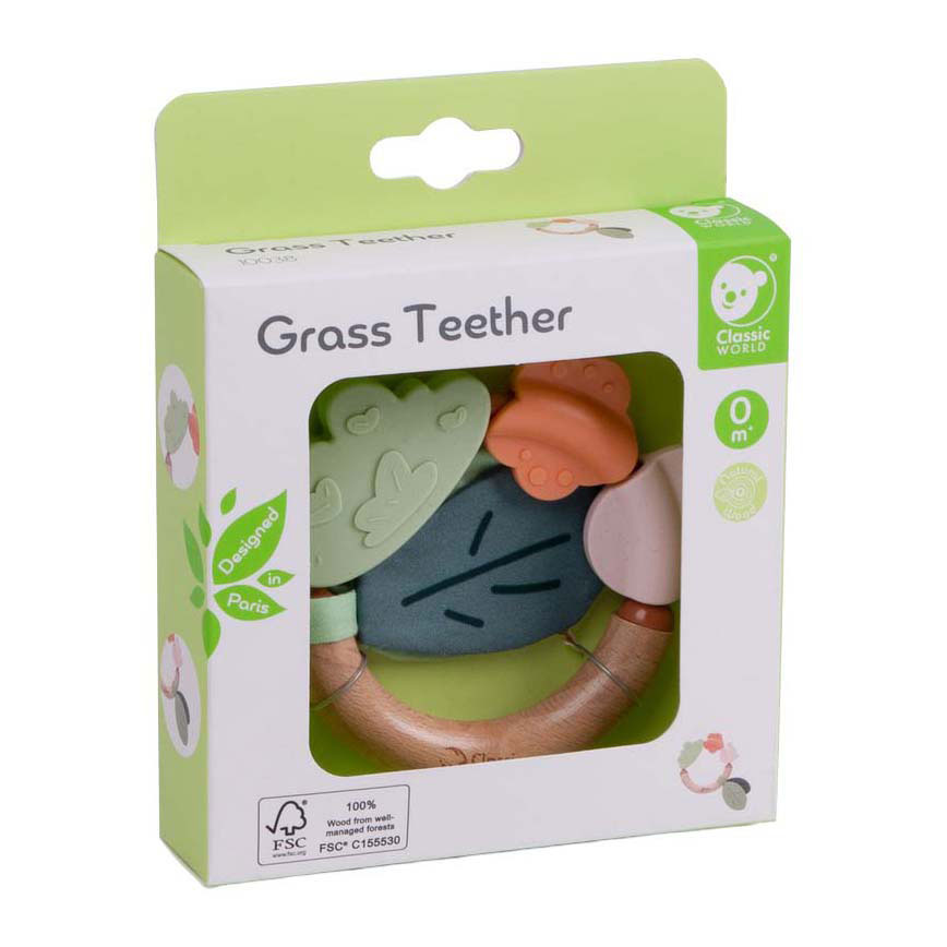 Anneau de dentition en bois Classic World, imitation gazon