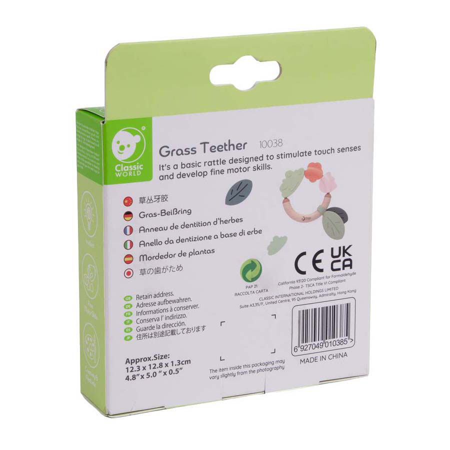 Anneau de dentition en bois Classic World, imitation gazon