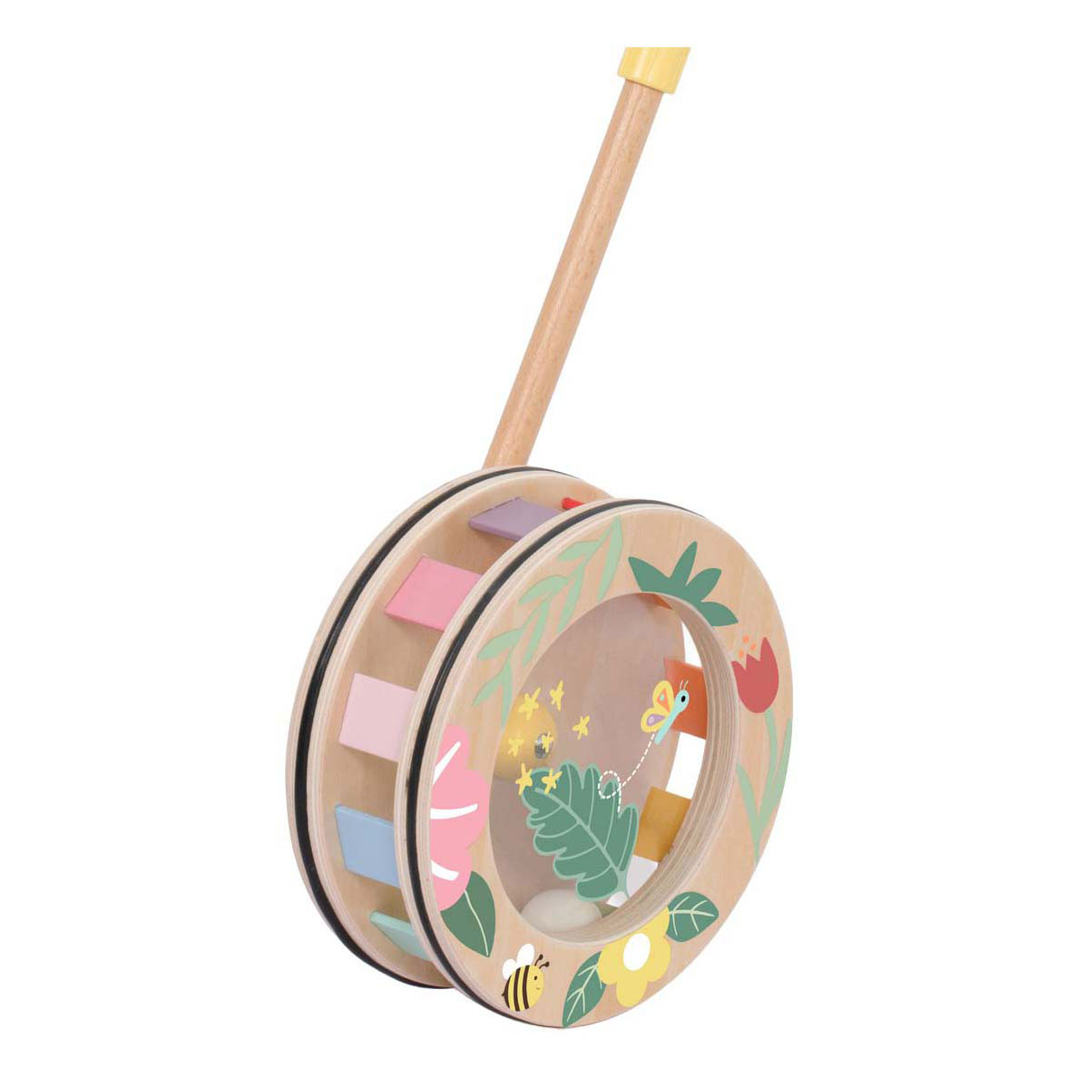 Jouet à pousser en bois Classic World arc-en-ciel