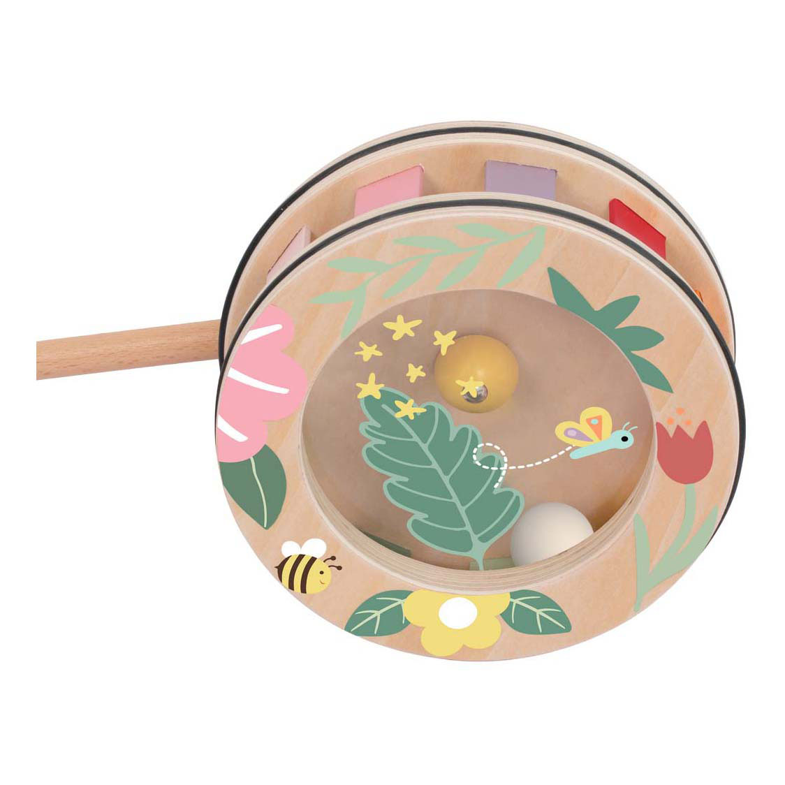 Jouet à pousser en bois Classic World arc-en-ciel