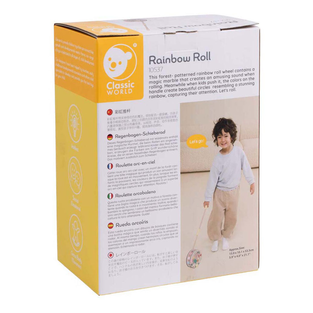 Jouet à pousser en bois Classic World arc-en-ciel