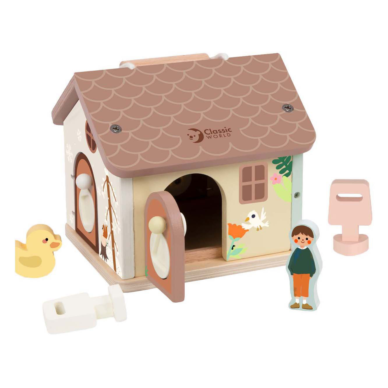 Maison en bois classique avec serrures