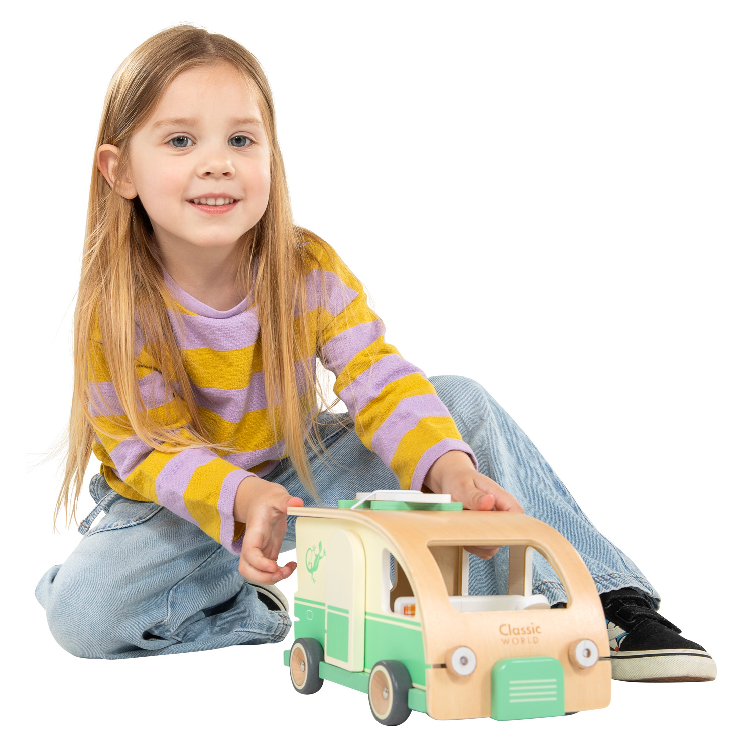 Caravane en bois Classic World avec accessoires - 9 pièces.
