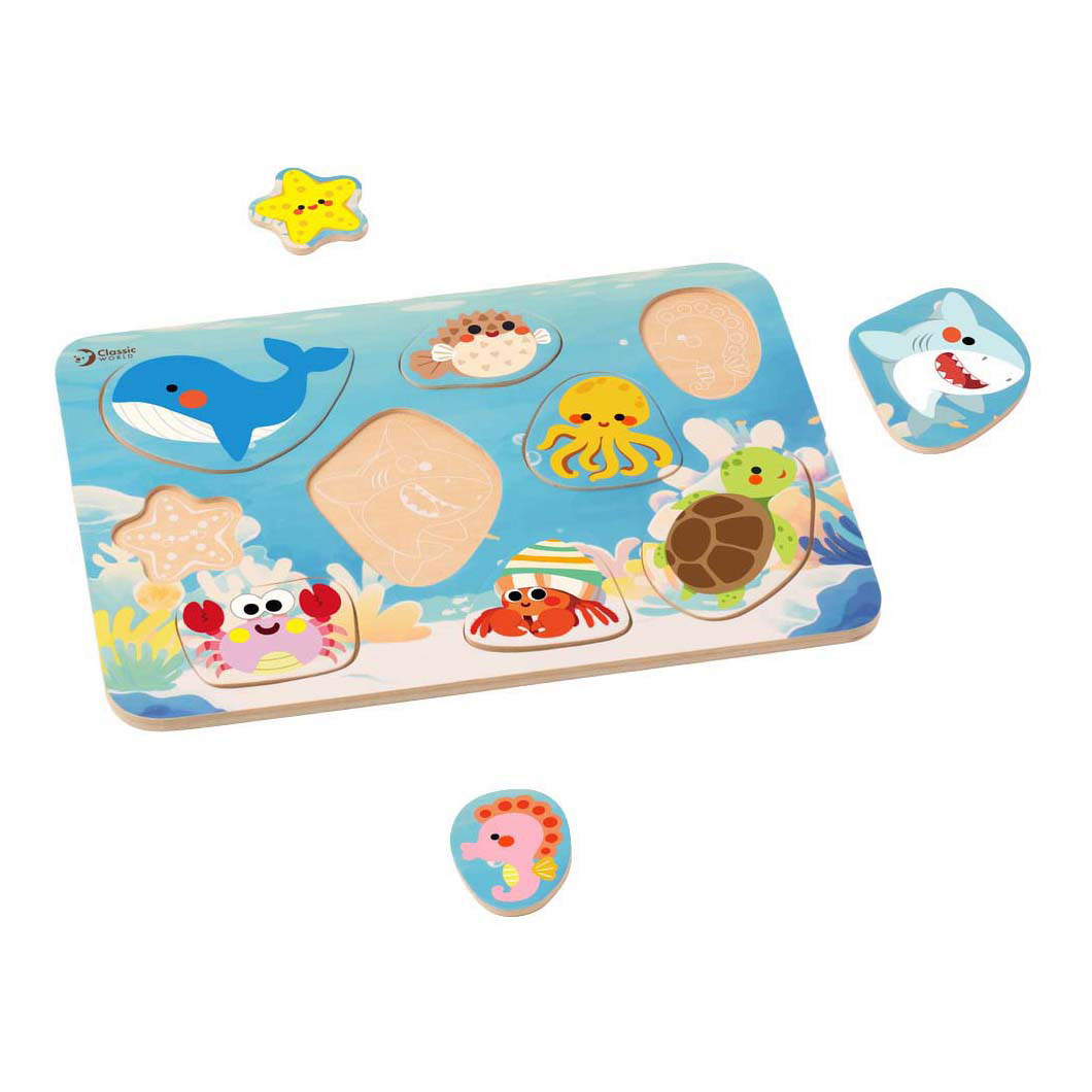 Puzzle en bois classique du monde de l'océan