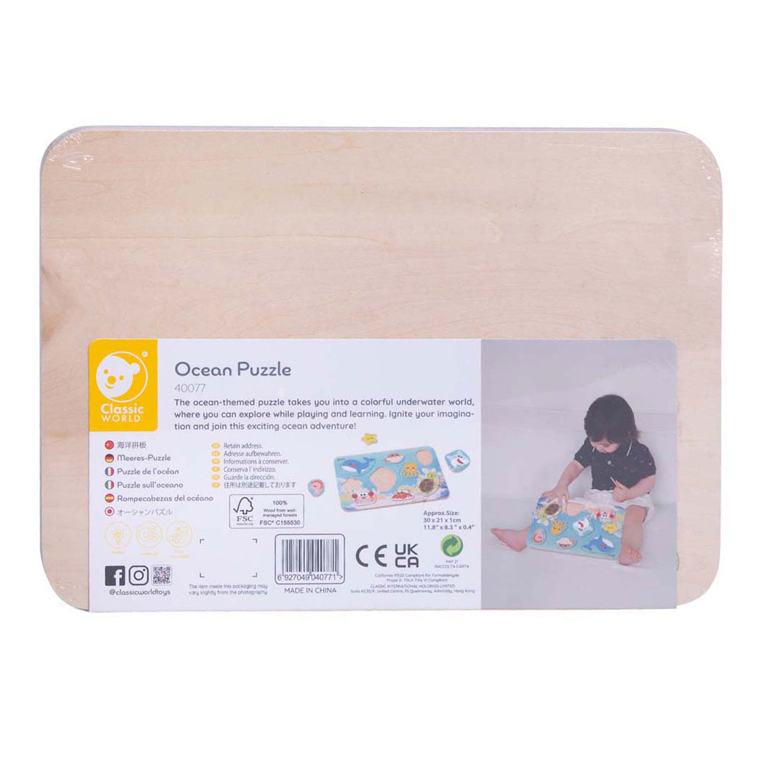 Puzzle en bois classique du monde de l'océan