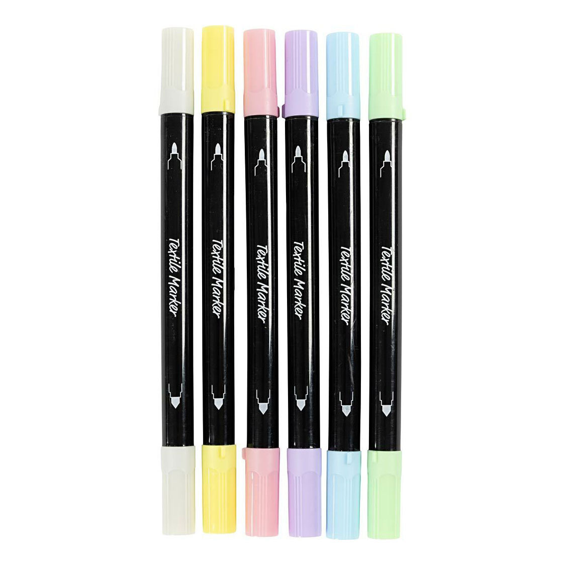 Marqueurs textiles double face - Couleurs pastel, 6 pièces.