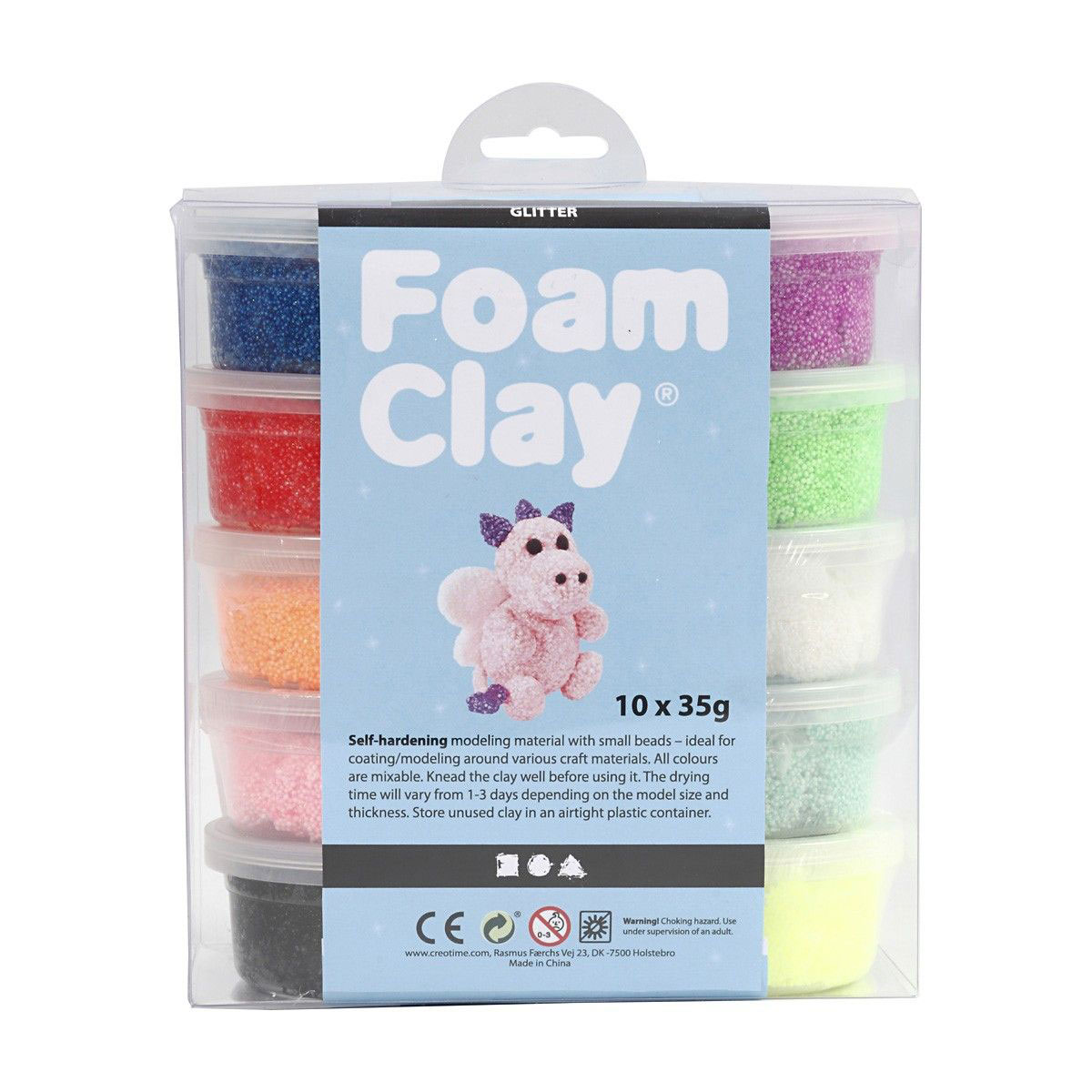 Foam Clay - Couleurs Paillettes, 10x35gr.