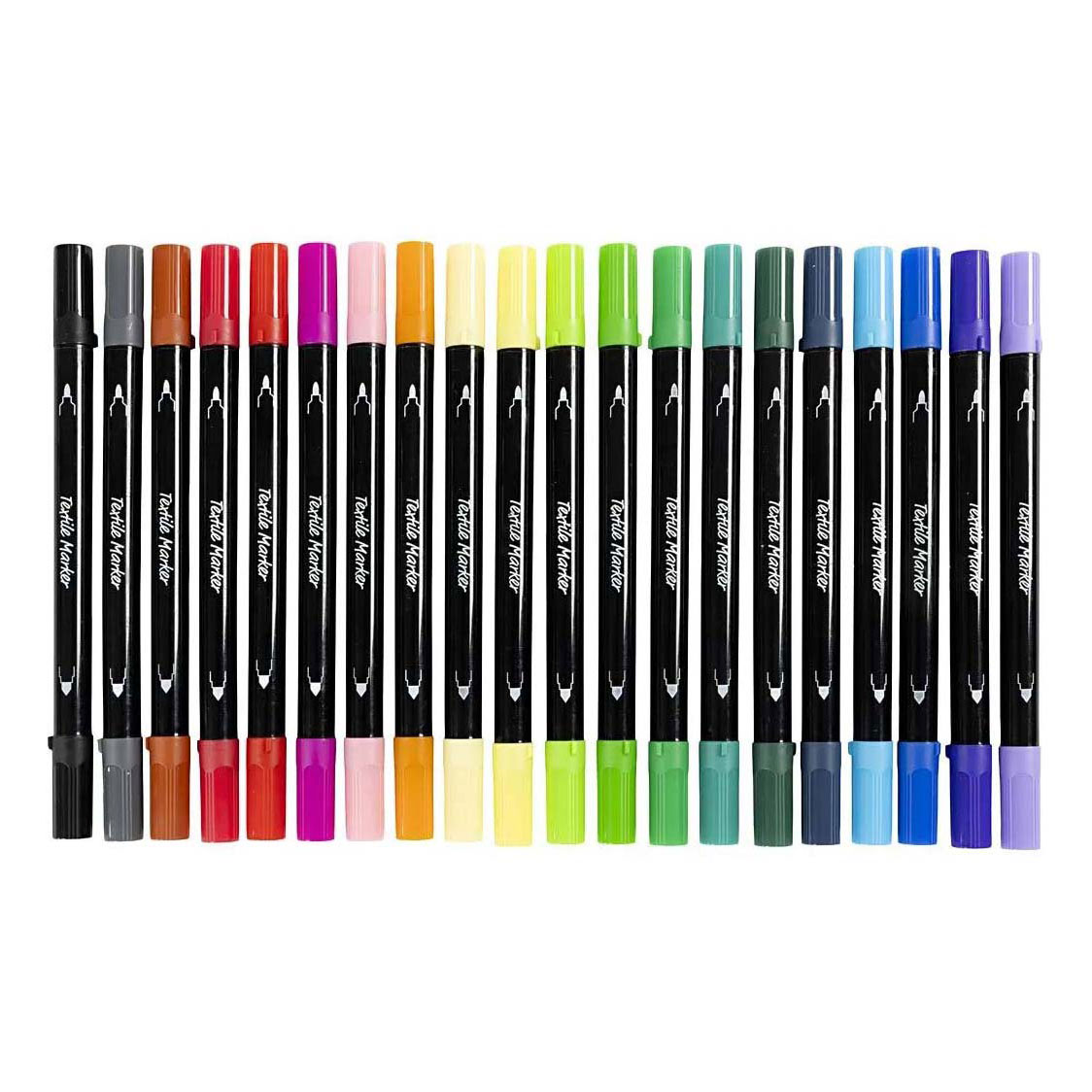 Marqueurs pour tissu double face - Couleurs de base, 20 pièces.