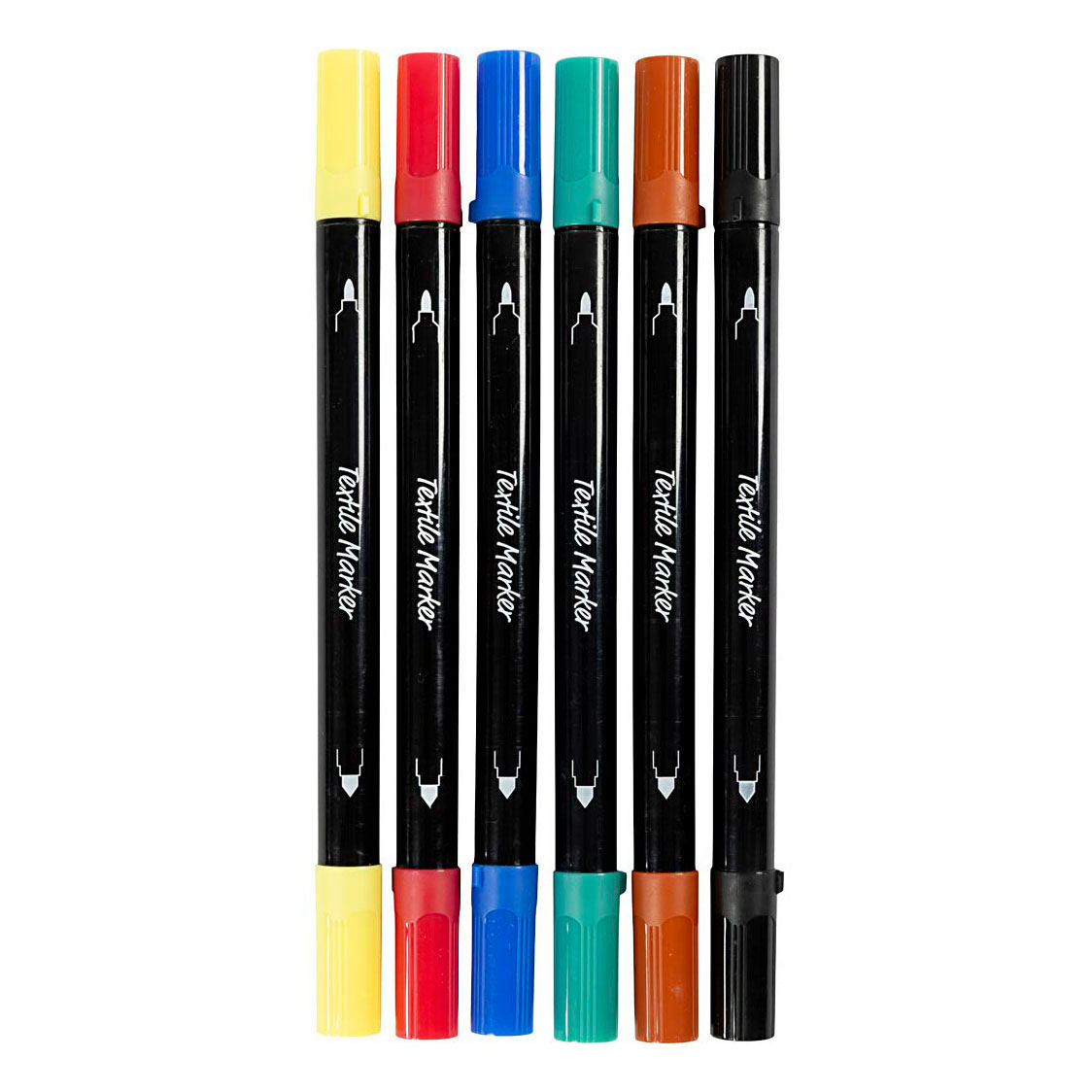 Marqueurs textiles double face Couleurs de base - 6 pièces