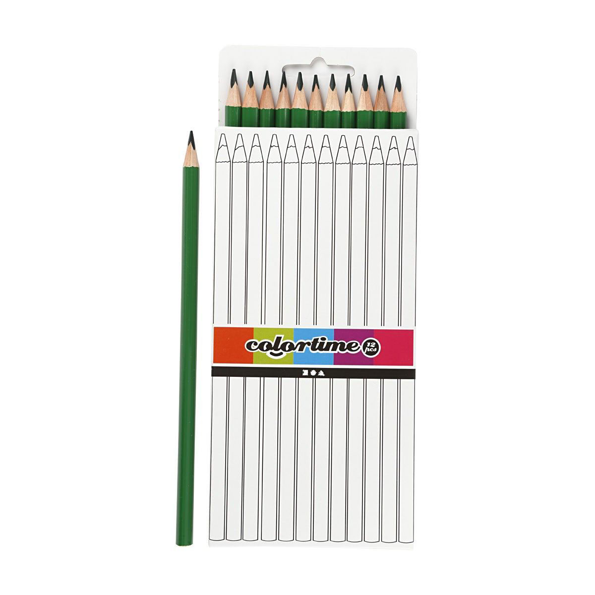 Crayons de couleur triangulaires – Vert, 12 pièces.