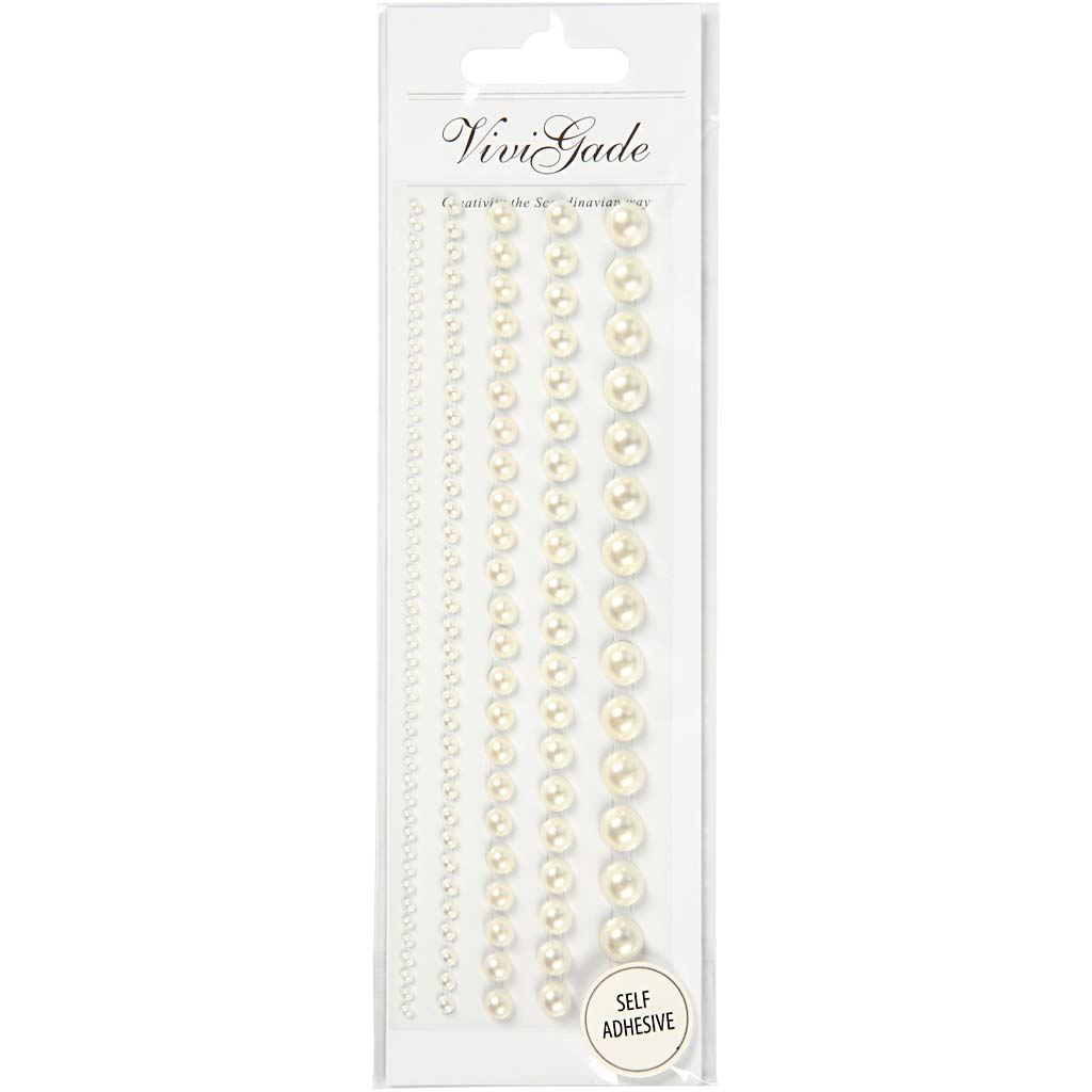 Perles Demi-Adhésives Blanches 2-8mm, 140pcs.