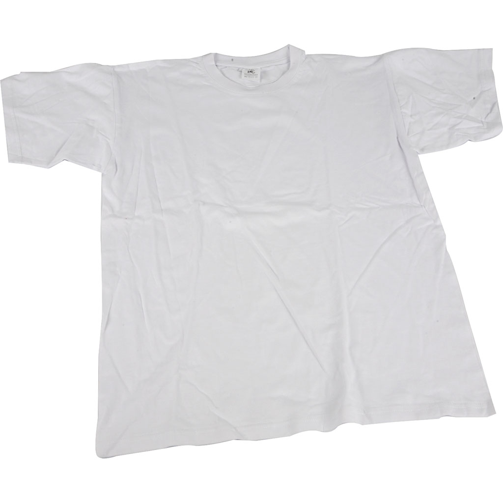 T-shirt blanc à col rond en coton, 5-6 ans