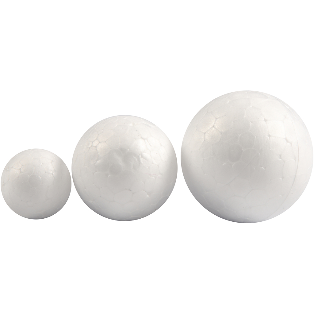Boules de polystyrène blanches, 12 pcs.