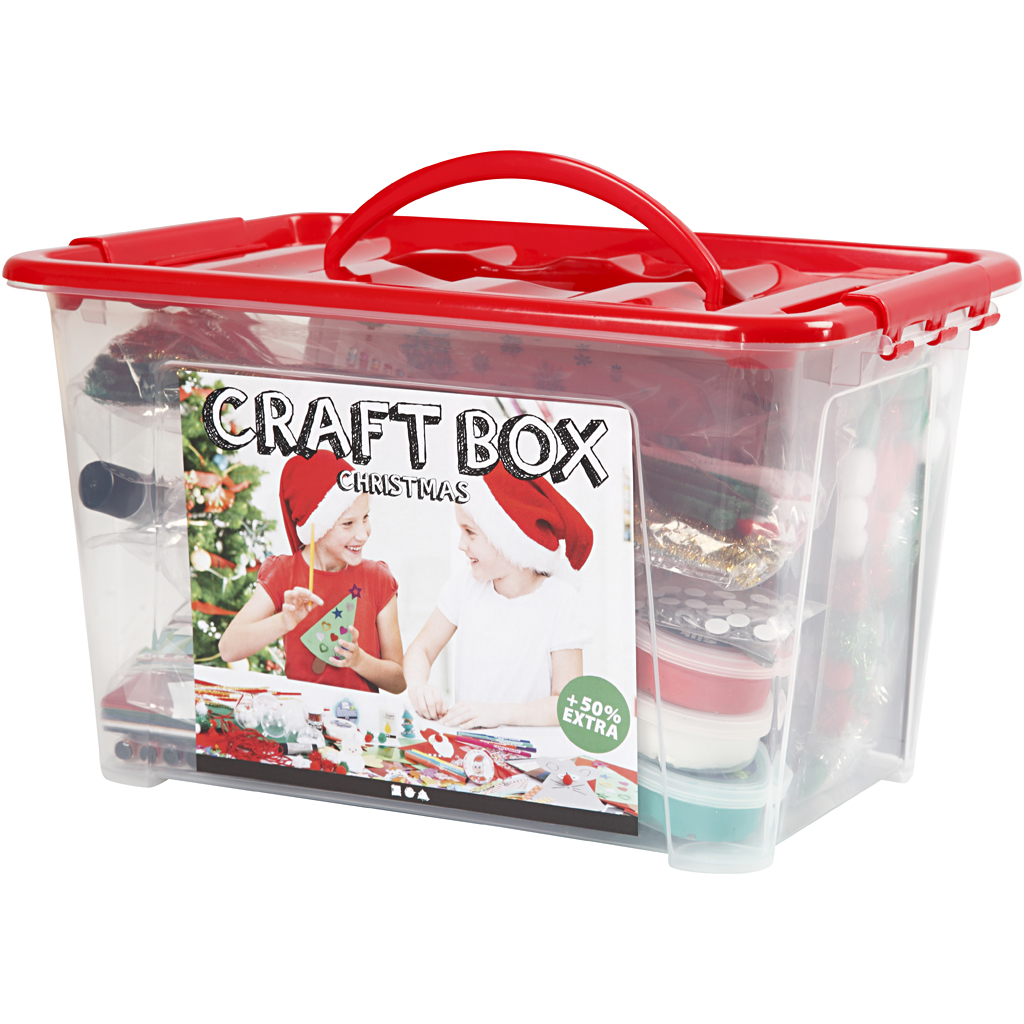 Hobbybox rouge avec des matériaux créatifs
