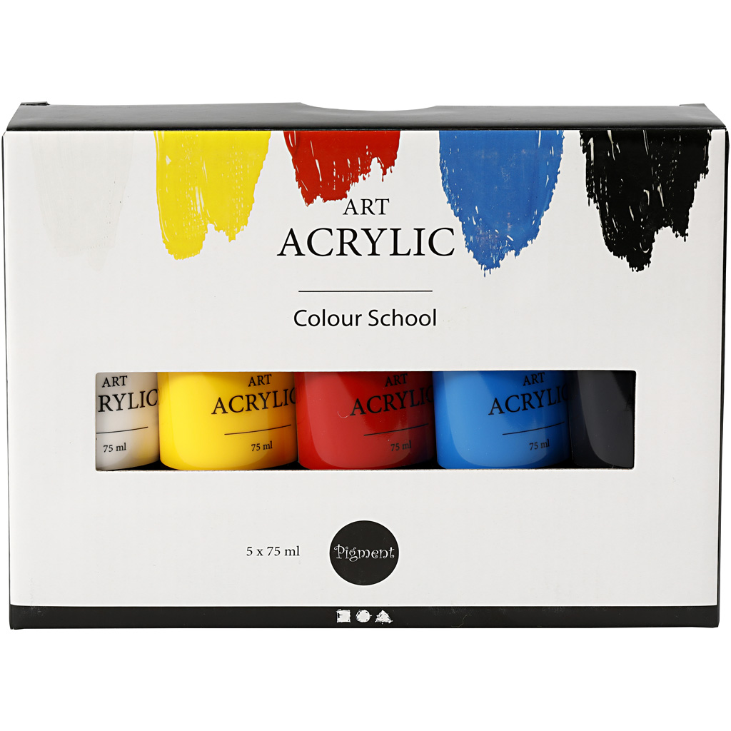 Peinture acrylique Pigment Art couleurs primaires, 5x75ml