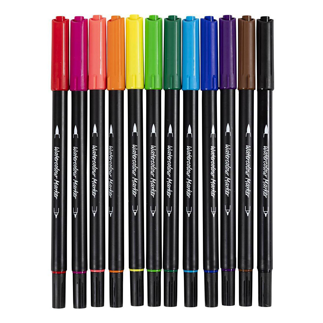 Dubbelzijdige Aquarel Marker Standaard Kleuren, 12st.