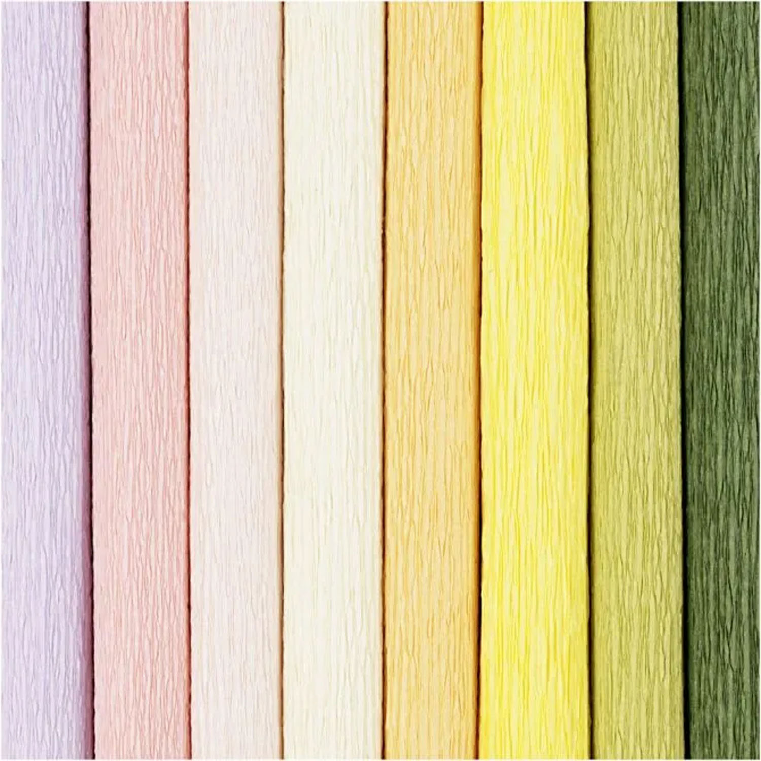 Papier crépon couleurs pastel, 8 feuilles