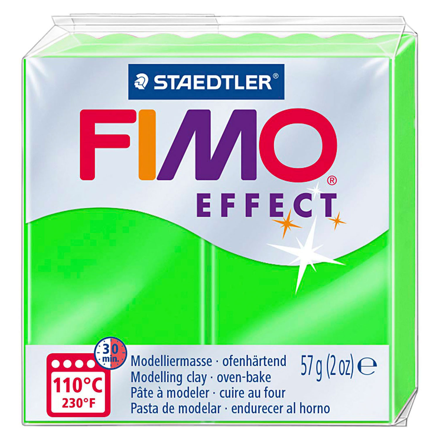 Fimo Effect Modelliermasse Neongrün, 57gr
