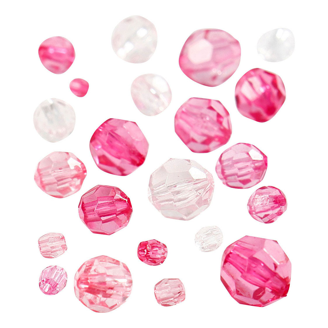 Mélange de perles à facettes rose, 45 grammes