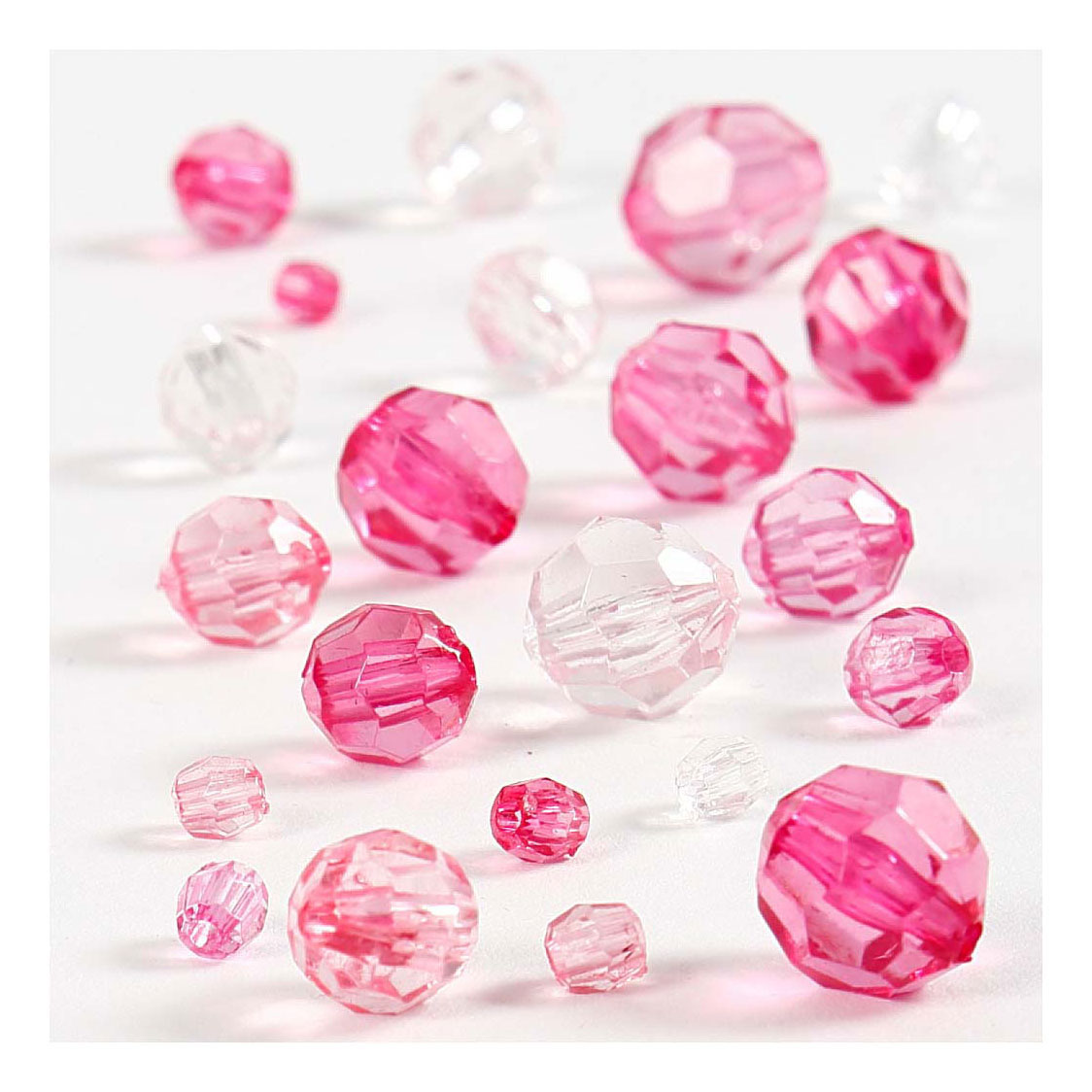 Mélange de perles à facettes rose, 45 grammes