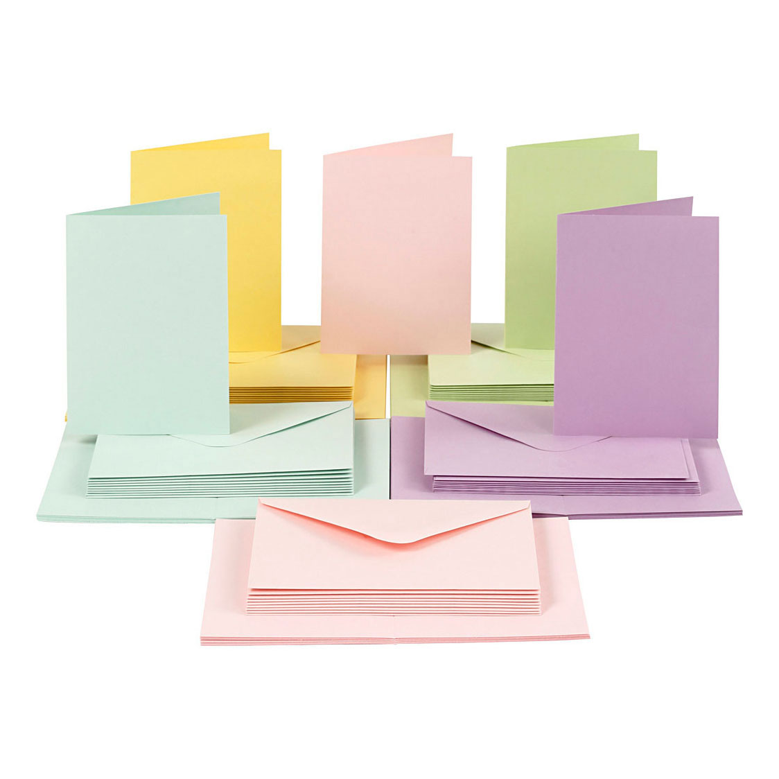 Cartes et enveloppes couleurs pastel, 50 jeux
