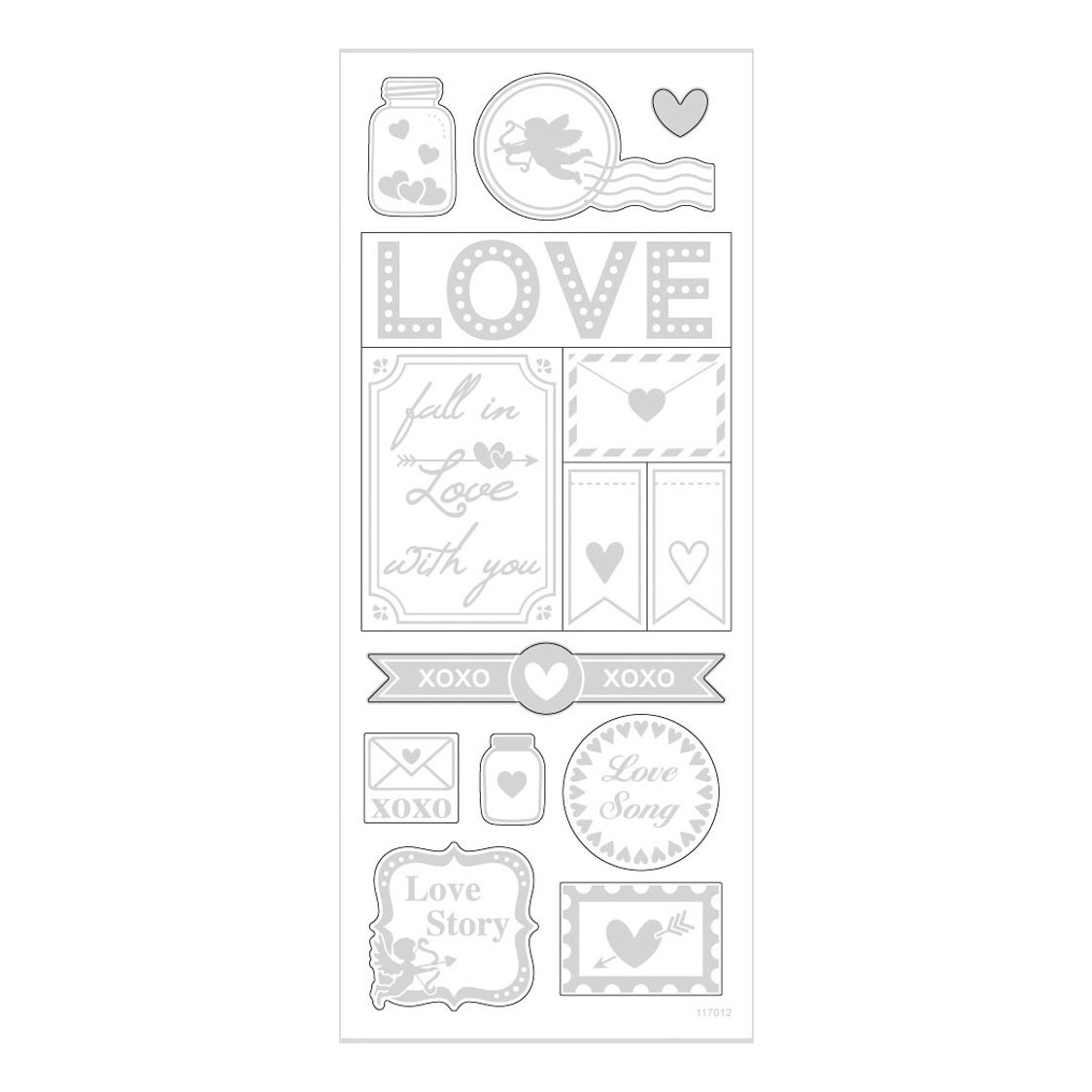 Stickers Zilver Love, 1 Vel