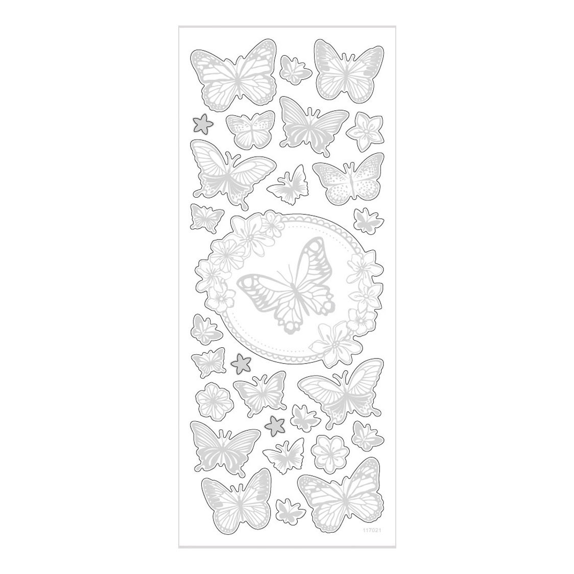 Aufkleber Silberne Schmetterlinge, 1 Blatt