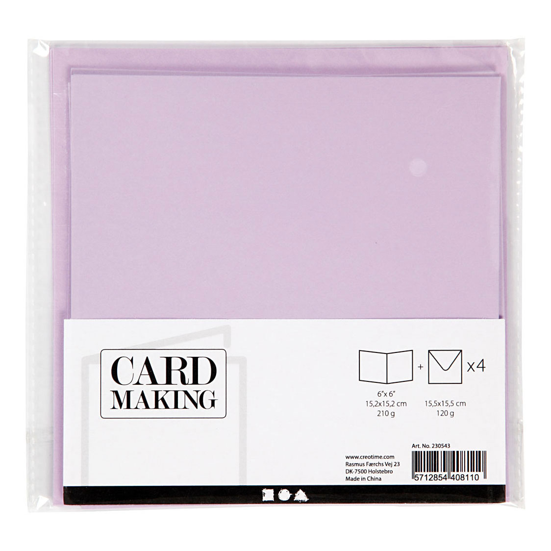 Cartes et Enveloppes Violet Clair, 4 pcs.