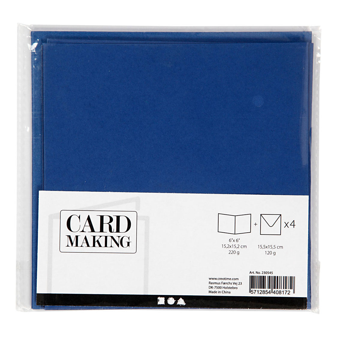 Cartes et enveloppes bleues, 4 pcs.