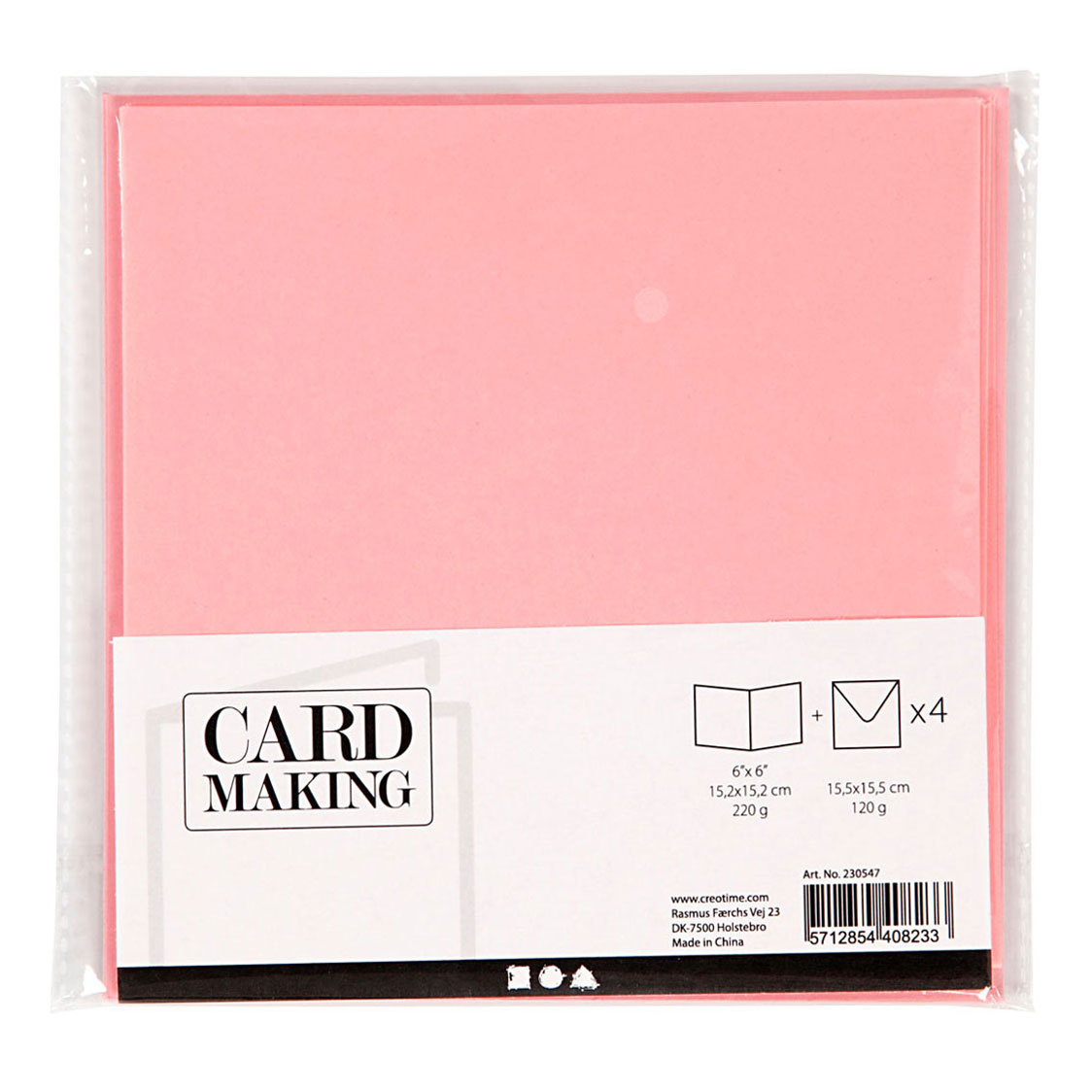 Karten und Umschläge Pink, 4 Stk.