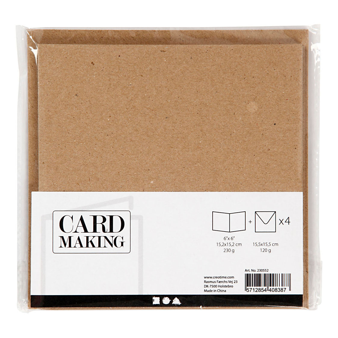 Cartes et Enveloppes Naturel, 4 pcs.