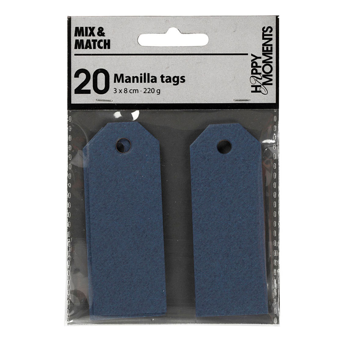 Étiquettes Manille bleues, 20 pièces.