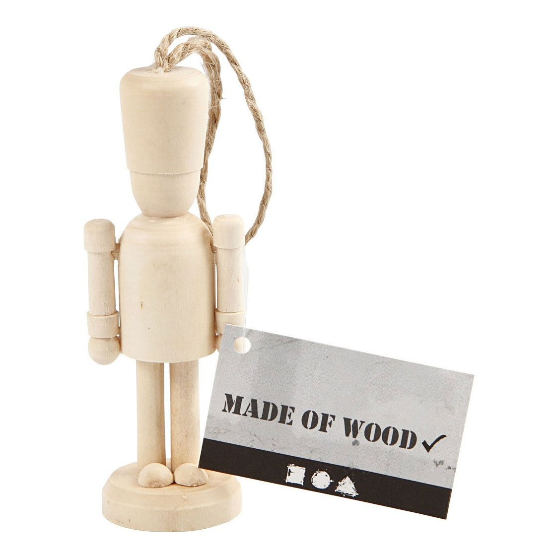 Figurine en bois avec cordon de suspension