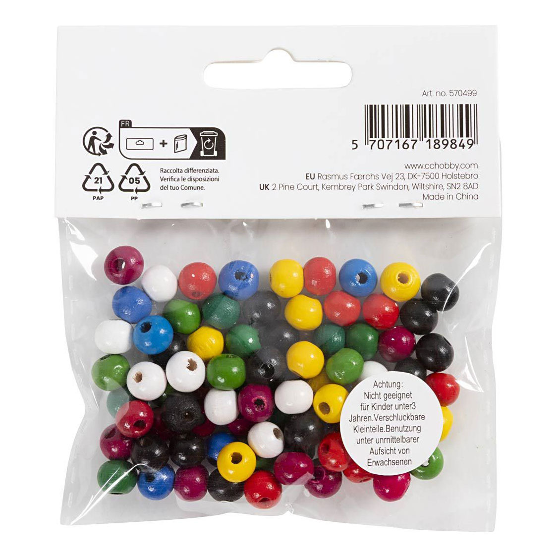 Perles en bois, couleurs variées, 80 pièces.