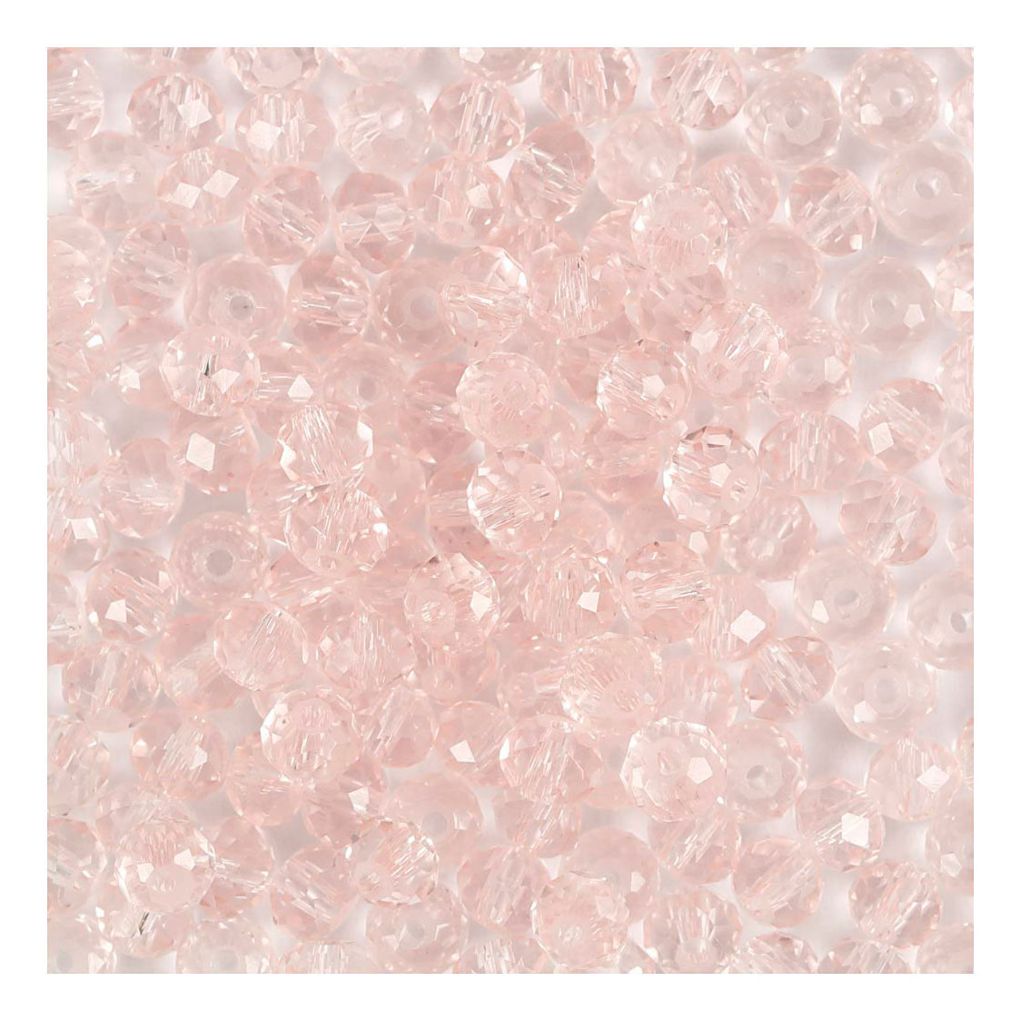 Perles à facettes rose clair, 45pcs.