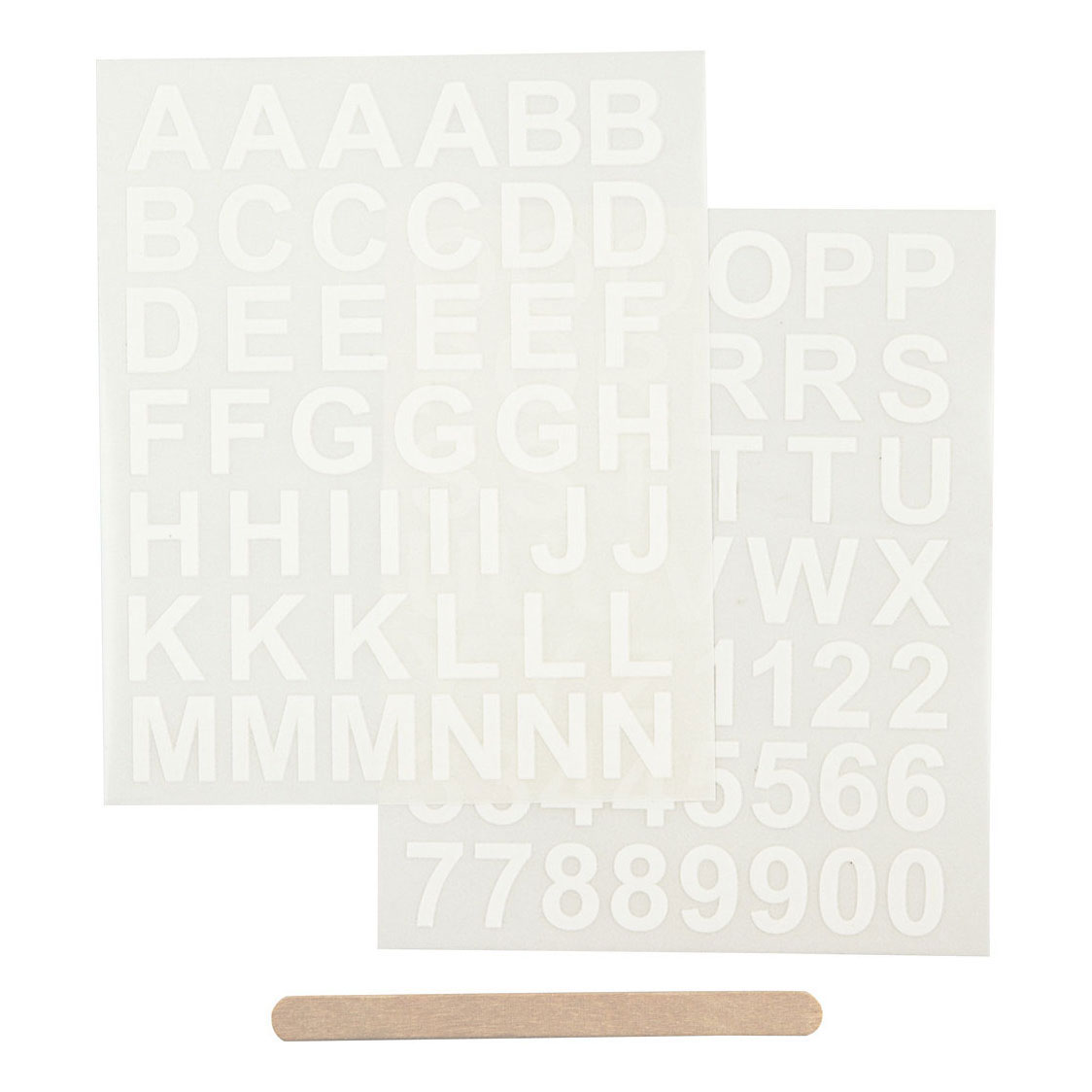 Rub-On Stickers Letters en Cijfers Wit, 2 Vellen