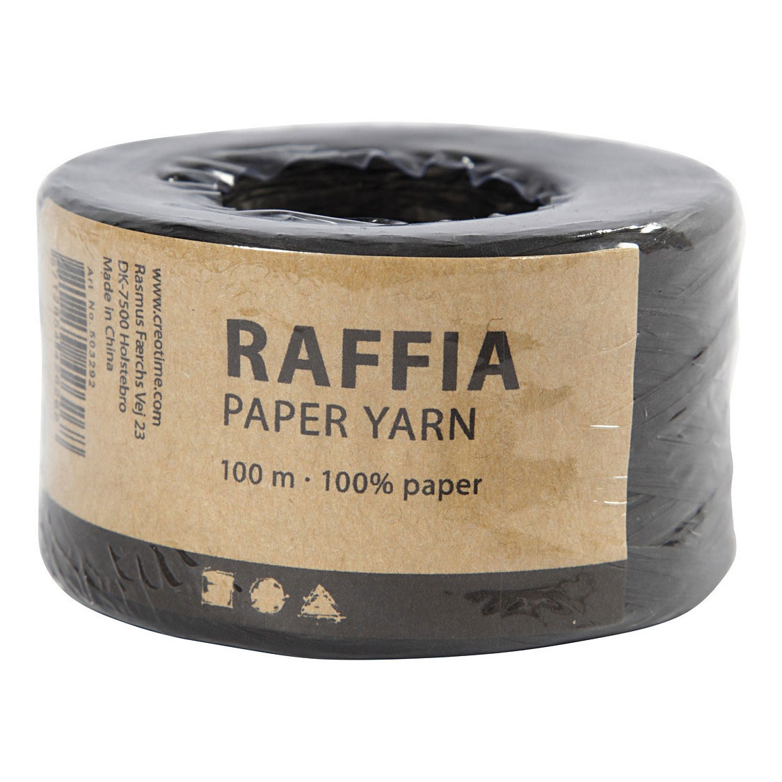 Fil de raphia en papier noir, 100m