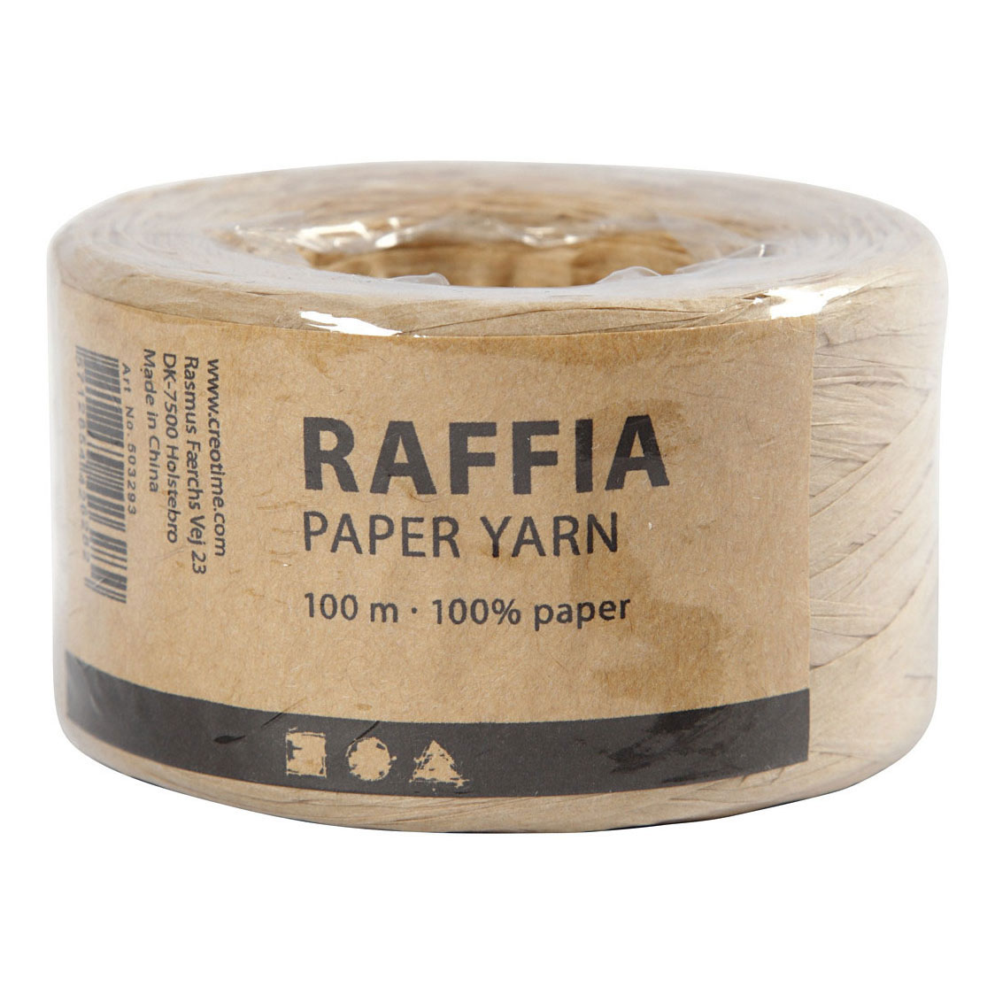 Fil de papier raphia couleur sable, 100m