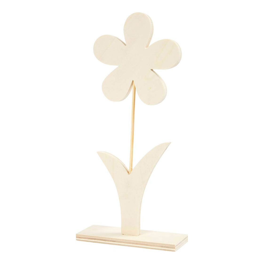 Fleur en bois avec socle, 26 cm