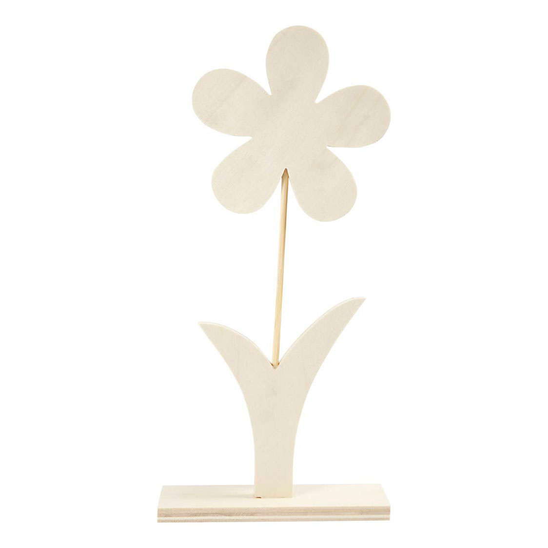 Fleur en bois avec socle, 26 cm