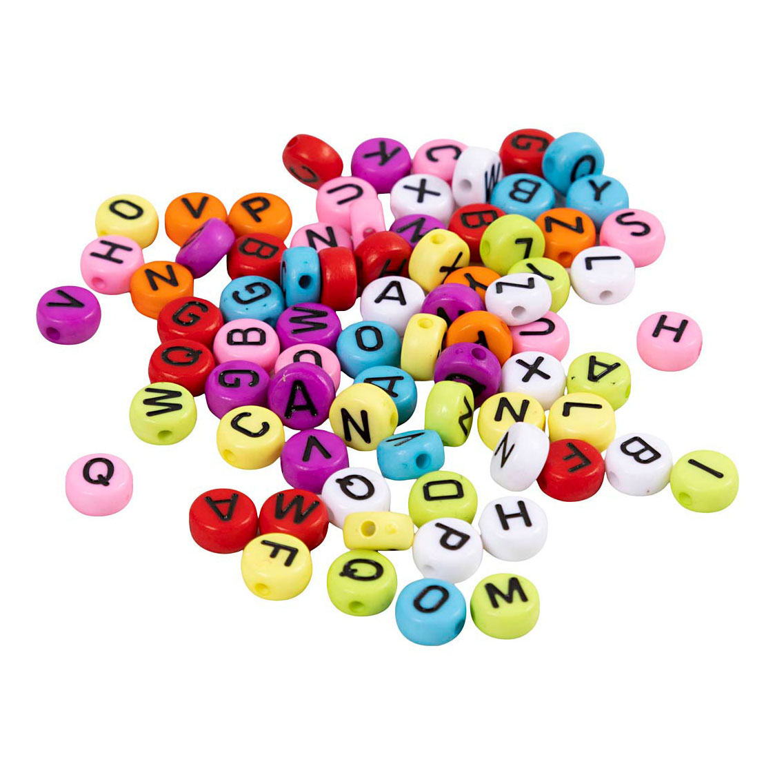 Perles de lettres rondes de différentes couleurs, 25 grammes