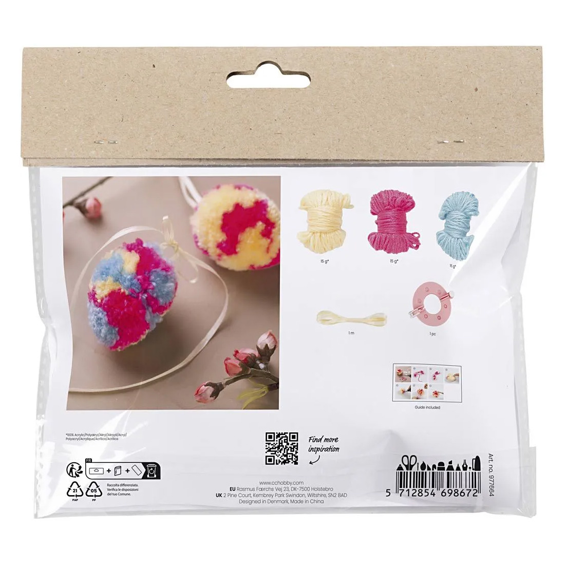 Mini Hobbyset Pompom Ei, 2st.