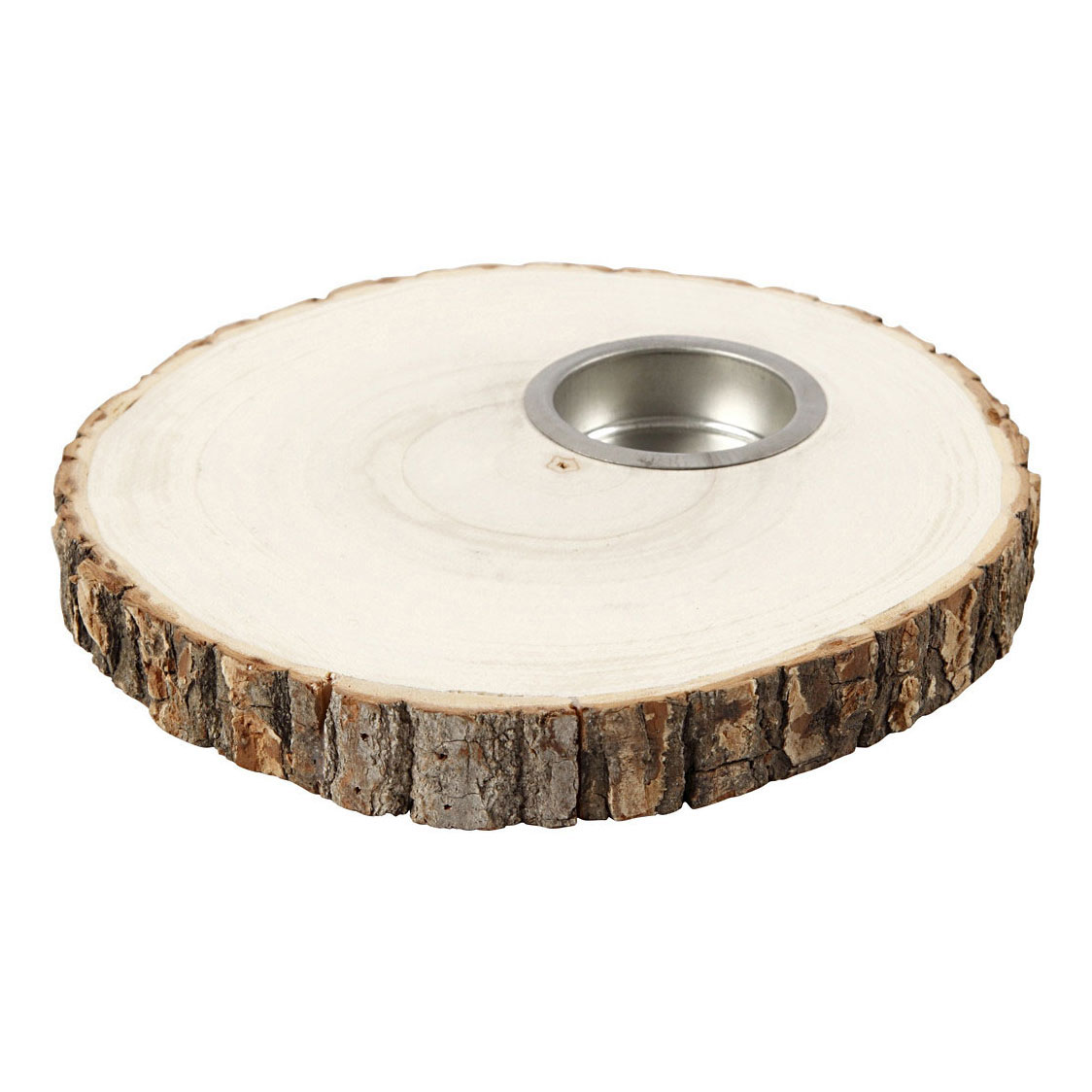 Photophore disque en bois 14-16 cm