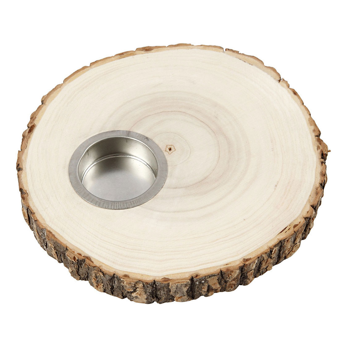 Holzscheiben-Teelichthalter 14–16 cm