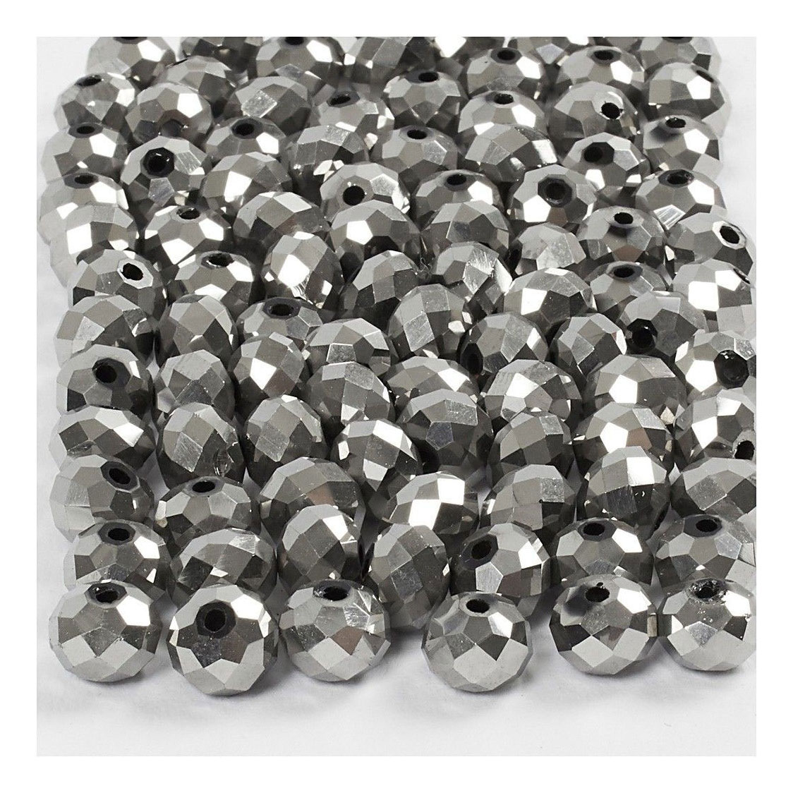 Perles à Facettes Gris Métallisé, 100pcs.